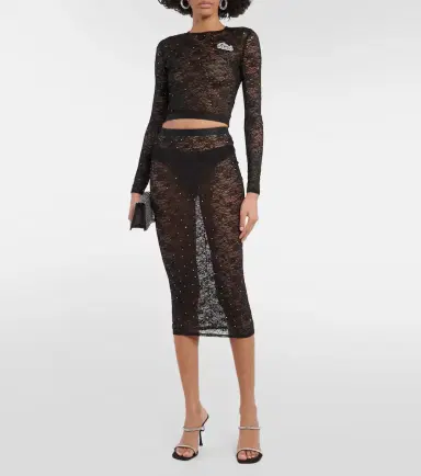 Alessandra Rich Lace pencil skirt | Thumbnail 2 Alessandra Rich Lace pencil skirt | Thumbnail 2