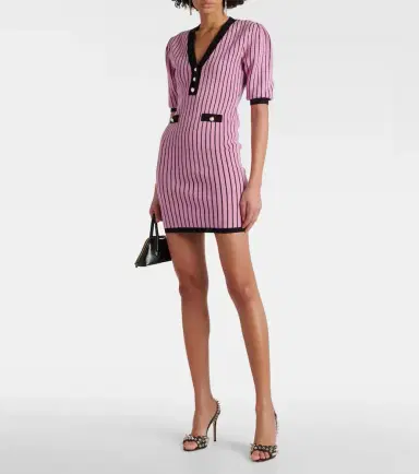 Alessandra Rich Pinstriped knit minidress | Thumbnail 3 Alessandra Rich Pinstriped knit minidress | Thumbnail 3