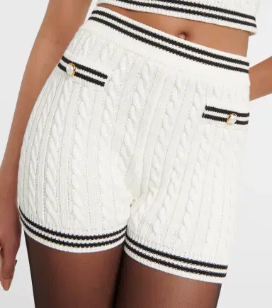 Alessandra Rich Striped cable-knit cotton shorts | Thumbnail 3 Alessandra Rich Striped cable-knit cotton shorts | Thumbnail 3