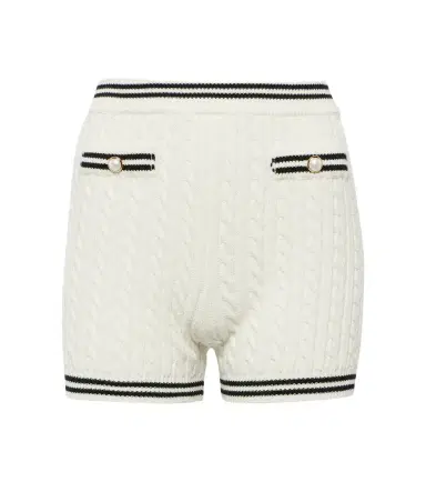 Alessandra Rich Striped cable-knit cotton shorts | Thumbnail 1 Alessandra Rich Striped cable-knit cotton shorts | Thumbnail 1
