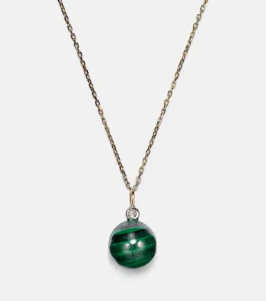 Mateo 14kt gold dot necklace with malachite and diamond | Thumbnail 3 Mateo 14kt gold dot necklace with malachite and diamond | Thumbnail 3