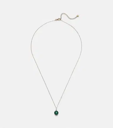 Mateo 14kt gold dot necklace with malachite and diamond | Thumbnail 1 Mateo 14kt gold dot necklace with malachite and diamond | Thumbnail 1