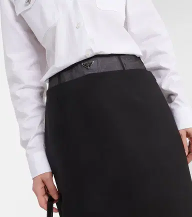 Prada Crinoline and virgin wool midi skirt | Thumbnail 2 Prada Crinoline and virgin wool midi skirt | Thumbnail 2