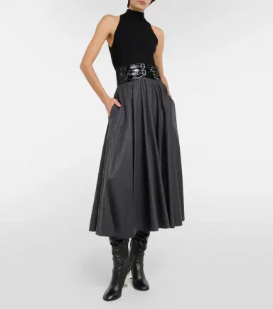 Alaïa Alaïa Belted high-rise virgin wool midi skirt | Thumbnail 3 Alaïa Alaïa Belted high-rise virgin wool midi skirt | Thumbnail 3