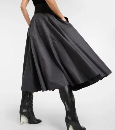 Alaïa Alaïa Belted high-rise virgin wool midi skirt | Thumbnail 4 Alaïa Alaïa Belted high-rise virgin wool midi skirt | Thumbnail 4