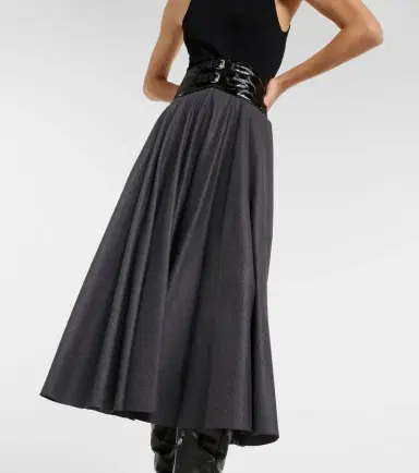 Alaïa Alaïa Belted high-rise virgin wool midi skirt | Thumbnail 6 Alaïa Alaïa Belted high-rise virgin wool midi skirt | Thumbnail 6