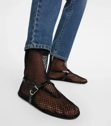 Alaia Alaïa Fishnet leather-trimmed ankle boots | Thumbnail 3 Alaia Alaïa Fishnet leather-trimmed ankle boots | Thumbnail 3