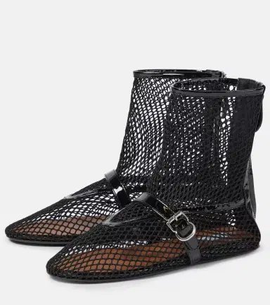 Alaia Alaïa Fishnet leather-trimmed ankle boots | Thumbnail 4 Alaia Alaïa Fishnet leather-trimmed ankle boots | Thumbnail 4