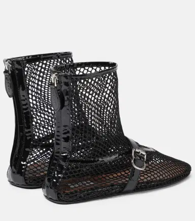 Alaia Alaïa Fishnet leather-trimmed ankle boots | Thumbnail 6 Alaia Alaïa Fishnet leather-trimmed ankle boots | Thumbnail 6