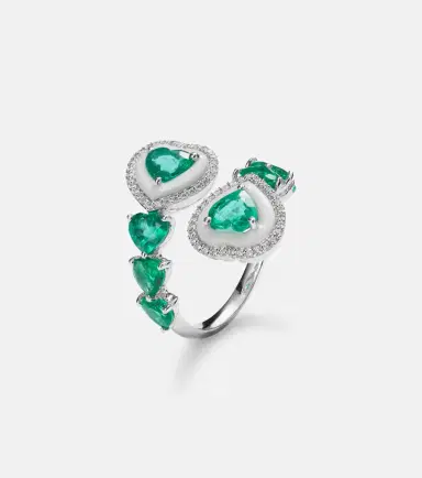 Kamyen Heart 18kt white gold ring with emeralds and diamonds | Thumbnail 3 Kamyen Heart 18kt white gold ring with emeralds and diamonds | Thumbnail 3