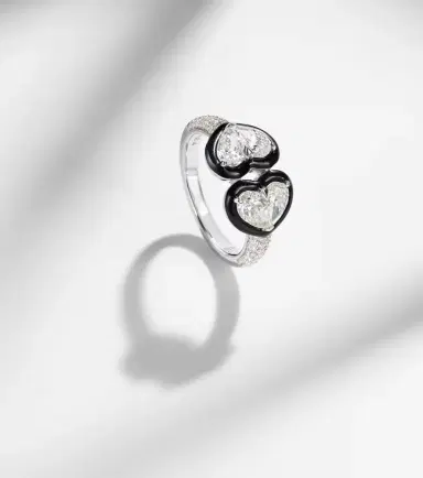 Kamyen Twin Heart 18kt white gold ring with diamonds | Thumbnail 5 Kamyen Twin Heart 18kt white gold ring with diamonds | Thumbnail 5