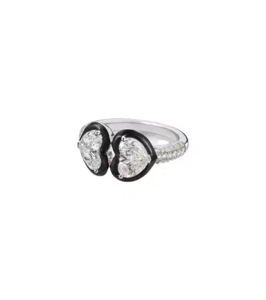 Kamyen Twin Heart 18kt white gold ring with diamonds | Thumbnail 1 Kamyen Twin Heart 18kt white gold ring with diamonds | Thumbnail 1
