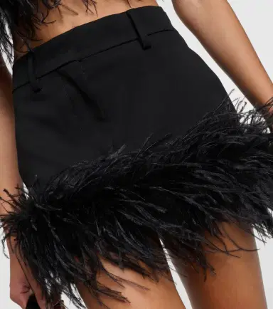 Miu Miu Feather-trimmed wool miniskirt | Thumbnail 4 Miu Miu Feather-trimmed wool miniskirt | Thumbnail 4