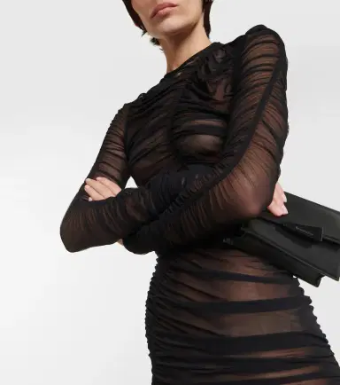 Mugler Ruched mesh midi dress | Thumbnail 2 Mugler Ruched mesh midi dress | Thumbnail 2