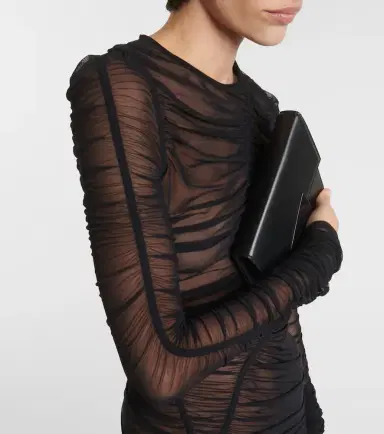 Mugler Ruched mesh midi dress | Thumbnail 5 Mugler Ruched mesh midi dress | Thumbnail 5