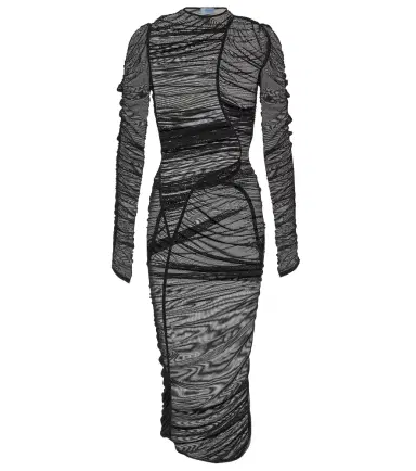 Mugler Ruched mesh midi dress | Thumbnail 1 Mugler Ruched mesh midi dress | Thumbnail 1