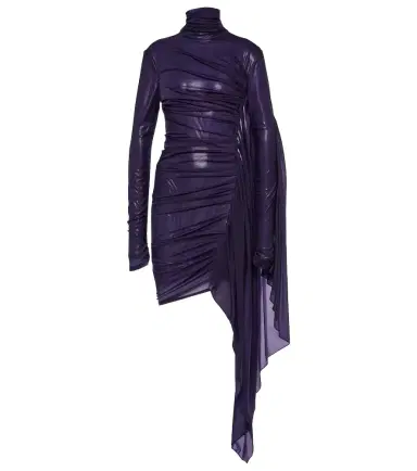 Mugler Asymmetric draped chiffon minidress | Thumbnail 1 Mugler Asymmetric draped chiffon minidress | Thumbnail 1