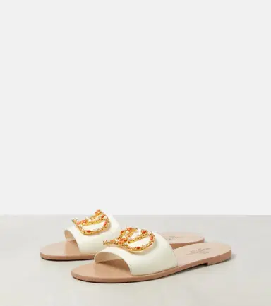 Valentino Garavani VLogo Signature embellished leather slides | Thumbnail 2 Valentino Garavani VLogo Signature embellished leather slides | Thumbnail 2