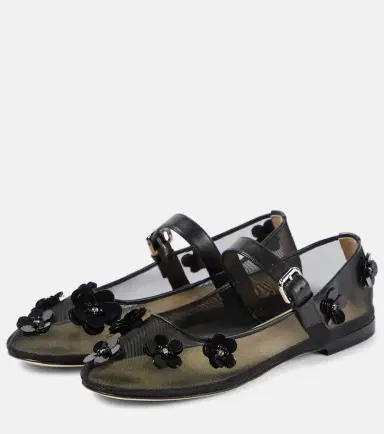 Mach & Mach Sequined floral-appliqué Mary Jane flats | Thumbnail 3 Mach & Mach Sequined floral-appliqué Mary Jane flats | Thumbnail 3