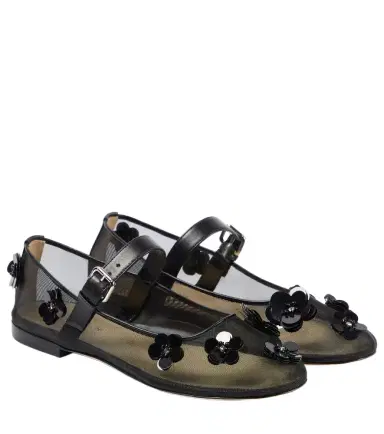 Mach & Mach Sequined floral-appliqué Mary Jane flats | Thumbnail 1 Mach & Mach Sequined floral-appliqué Mary Jane flats | Thumbnail 1
