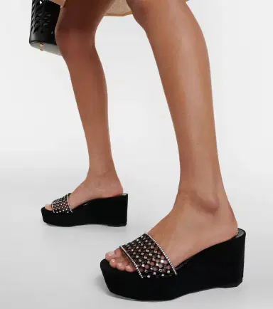 Rene Caovilla Embellished suede platform slides | Thumbnail 2 Rene Caovilla Embellished suede platform slides | Thumbnail 2