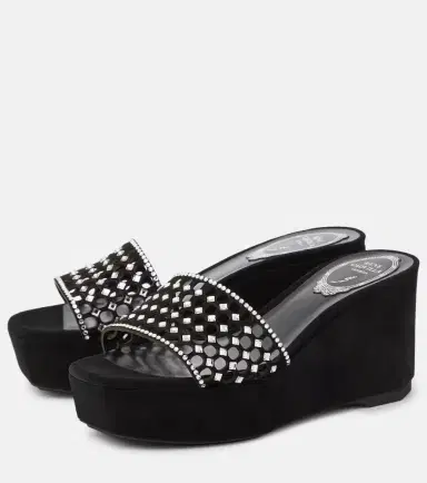 Rene Caovilla Embellished suede platform slides | Thumbnail 4 Rene Caovilla Embellished suede platform slides | Thumbnail 4