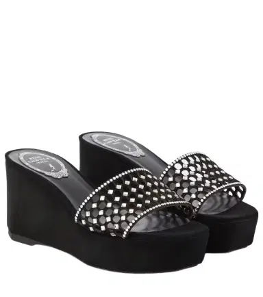 Rene Caovilla Embellished suede platform slides | Thumbnail 1 Rene Caovilla Embellished suede platform slides | Thumbnail 1