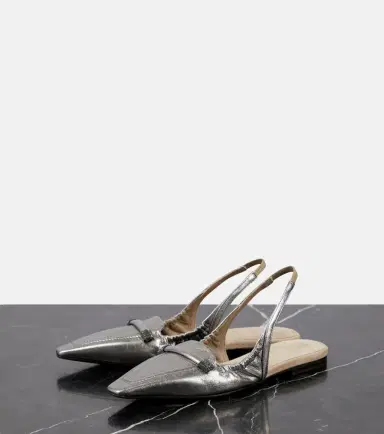 Brunello Cucinelli Metallic leather slingback flats | Thumbnail 6 Brunello Cucinelli Metallic leather slingback flats | Thumbnail 6