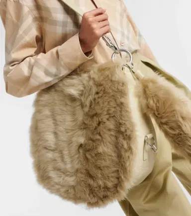 Burberry Knight Medium shearling-trimmed leather shoulder bag | Thumbnail 6 Burberry Knight Medium shearling-trimmed leather shoulder bag | Thumbnail 6