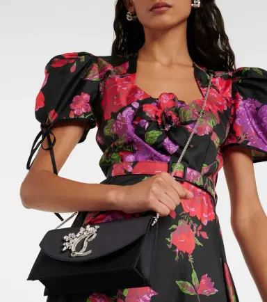 Christian Louboutin Loubi54 Small leather-trimmed silk clutch | Thumbnail 2 Christian Louboutin Loubi54 Small leather-trimmed silk clutch | Thumbnail 2