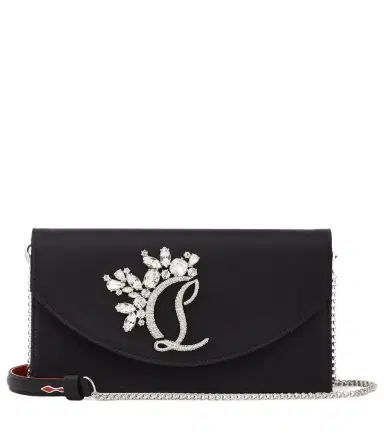 Christian Louboutin Loubi54 Small leather-trimmed silk clutch | Thumbnail 1 Christian Louboutin Loubi54 Small leather-trimmed silk clutch | Thumbnail 1