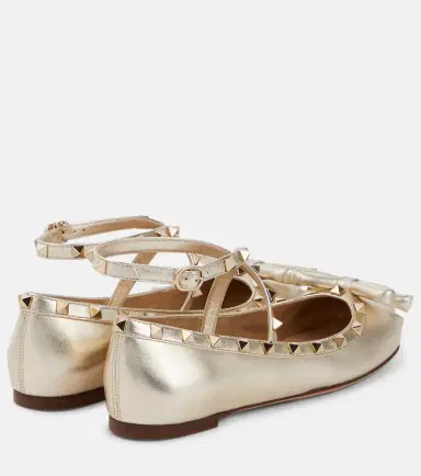 Valentino Garavani Rockstud metallic leather ballet flats | Thumbnail 3 Valentino Garavani Rockstud metallic leather ballet flats | Thumbnail 3