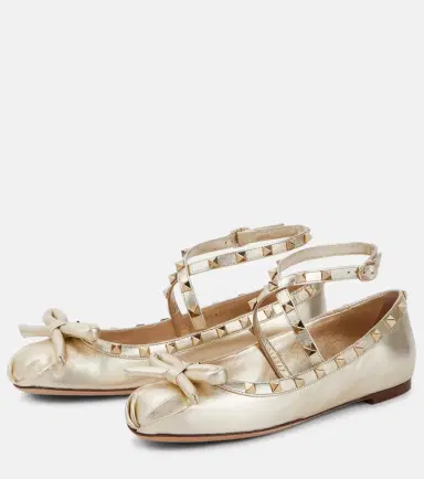 Valentino Garavani Rockstud metallic leather ballet flats | Thumbnail 4 Valentino Garavani Rockstud metallic leather ballet flats | Thumbnail 4