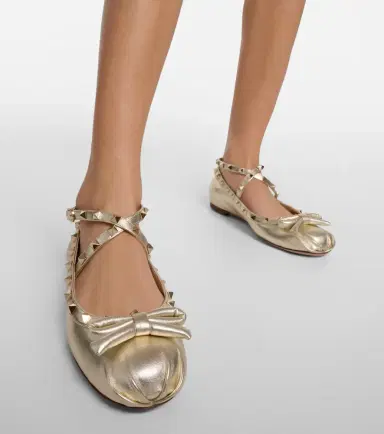 Valentino Garavani Rockstud metallic leather ballet flats | Thumbnail 7 Valentino Garavani Rockstud metallic leather ballet flats | Thumbnail 7