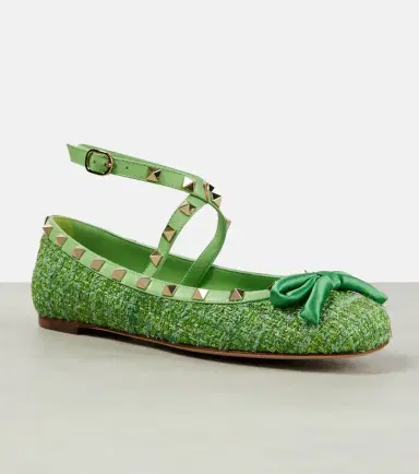 Valentino Garavani Rockstud tweed lamé ballet flats | Thumbnail 2 Valentino Garavani Rockstud tweed lamé ballet flats | Thumbnail 2