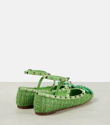 Valentino Garavani Rockstud tweed lamé ballet flats | Thumbnail 3 Valentino Garavani Rockstud tweed lamé ballet flats | Thumbnail 3