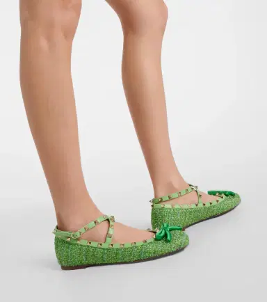 Valentino Garavani Rockstud tweed lamé ballet flats | Thumbnail 5 Valentino Garavani Rockstud tweed lamé ballet flats | Thumbnail 5
