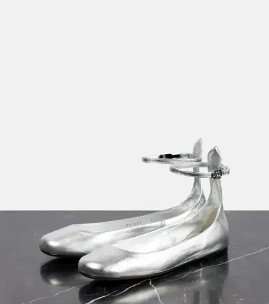 Valentino Garavani Tan-Go metallic leather ballet flats | Thumbnail 2 Valentino Garavani Tan-Go metallic leather ballet flats | Thumbnail 2