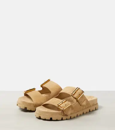 Prada Logo suede sandals | Thumbnail 3 Prada Logo suede sandals | Thumbnail 3