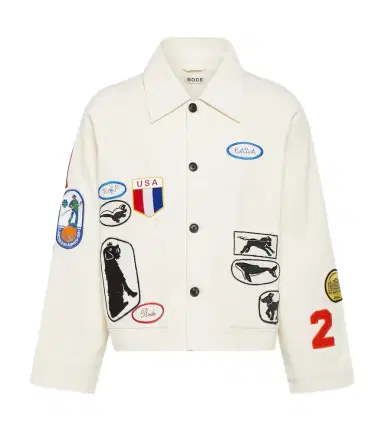 Bode Cambridge patch-appliqué cotton canvas jacket | Thumbnail 1 Bode Cambridge patch-appliqué cotton canvas jacket | Thumbnail 1