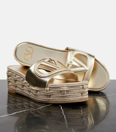 Valentino Garavani VLogo Signature metallic leather slides | Thumbnail 2 Valentino Garavani VLogo Signature metallic leather slides | Thumbnail 2