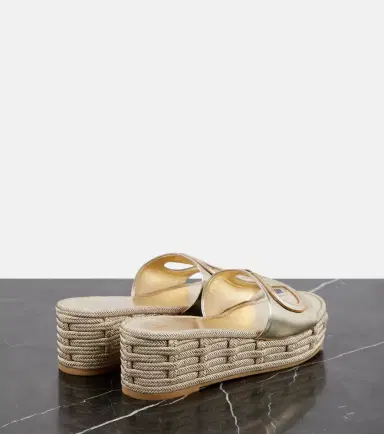 Valentino Garavani VLogo Signature metallic leather slides | Thumbnail 4 Valentino Garavani VLogo Signature metallic leather slides | Thumbnail 4