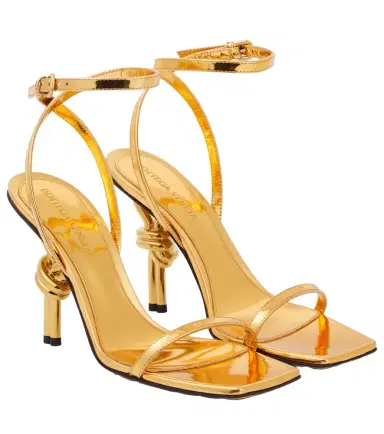 Bottega Veneta Knot mirrored leather sandals | Thumbnail 1 Bottega Veneta Knot mirrored leather sandals | Thumbnail 1