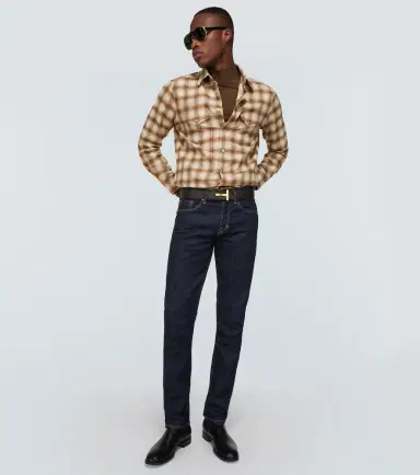 Tom Ford Checked cotton blend Oxford shirt | Thumbnail 4 Tom Ford Checked cotton blend Oxford shirt | Thumbnail 4
