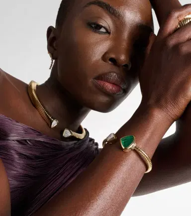 Marina B Trisolina 18kt gold cuff bracelet with emerald and diamonds | Thumbnail 4 Marina B Trisolina 18kt gold cuff bracelet with emerald and diamonds | Thumbnail 4