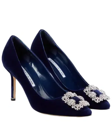 Manolo Blahnik Hangisi 90 embellished velvet pumps | Thumbnail 1 Manolo Blahnik Hangisi 90 embellished velvet pumps | Thumbnail 1
