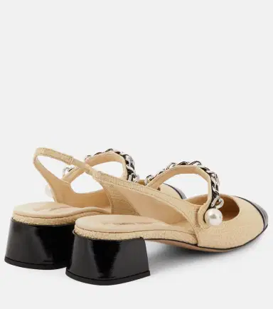 Miu Miu Leather-trimmed raffia slingback pumps | Thumbnail 2 Miu Miu Leather-trimmed raffia slingback pumps | Thumbnail 2