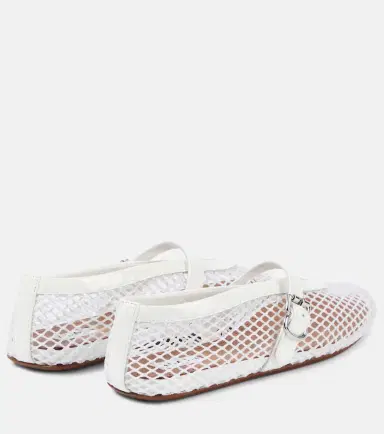 Alaia Alaïa Leather-trimmed fishnet ballet flats | Thumbnail 2 Alaia Alaïa Leather-trimmed fishnet ballet flats | Thumbnail 2