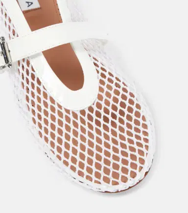 Alaia Alaïa Leather-trimmed fishnet ballet flats | Thumbnail 3 Alaia Alaïa Leather-trimmed fishnet ballet flats | Thumbnail 3