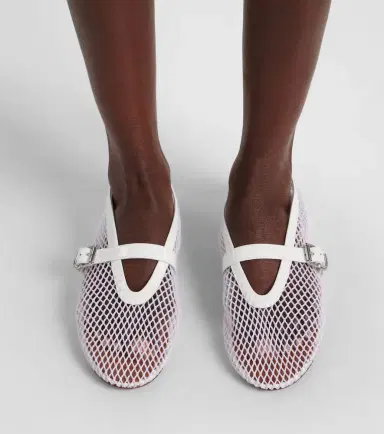 Alaia Alaïa Leather-trimmed fishnet ballet flats | Thumbnail 5 Alaia Alaïa Leather-trimmed fishnet ballet flats | Thumbnail 5